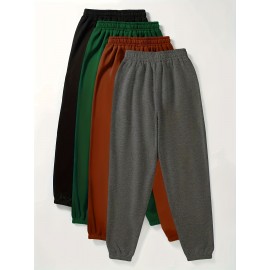 Letter Print Jogger Pants 4 Pack, Casual Elastic Waist Sporty Pants, Women's Clothing