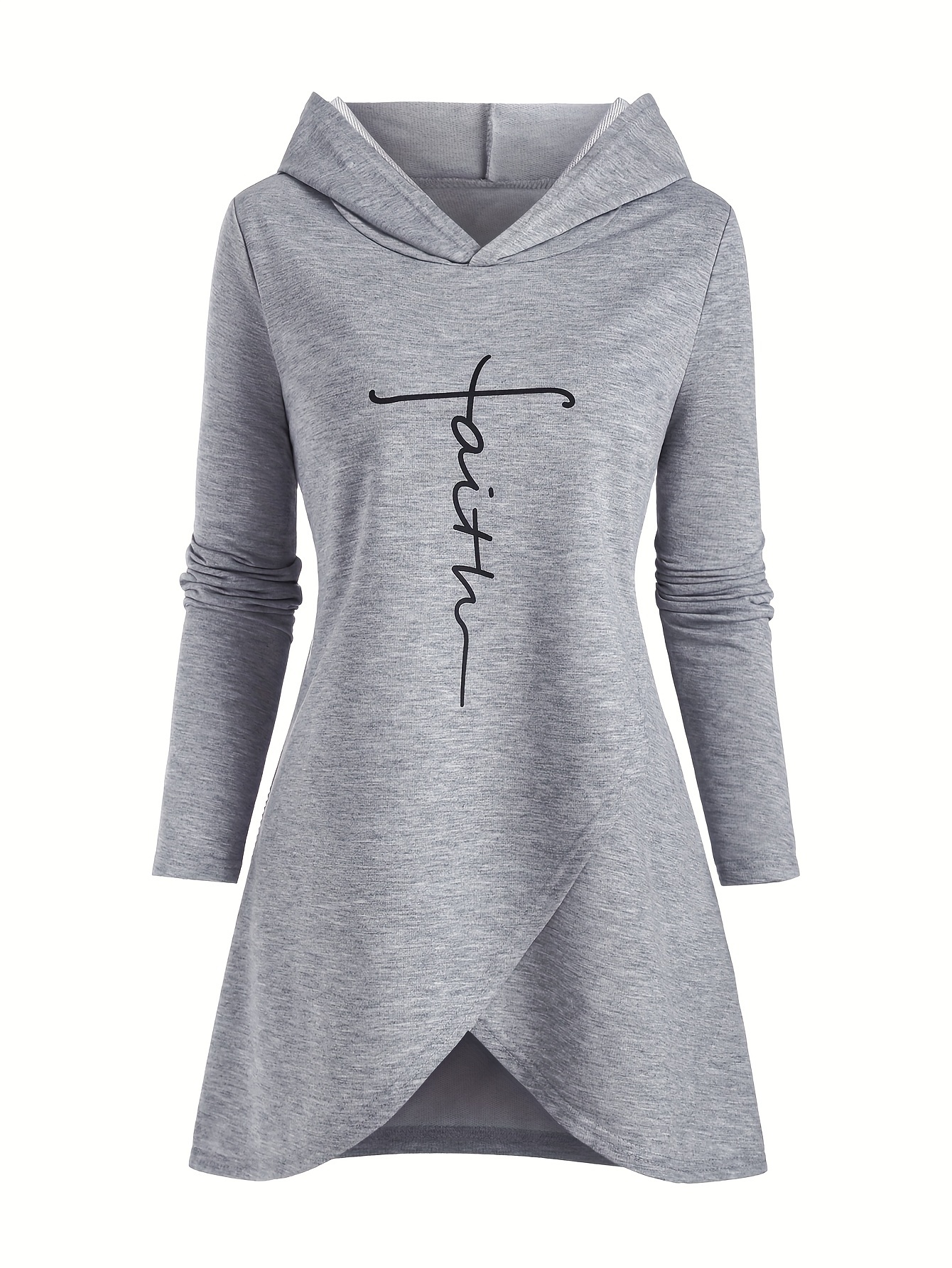 letter print drawstring hoodie casual long sleeve hooded sweatshirt womens clothing details 5